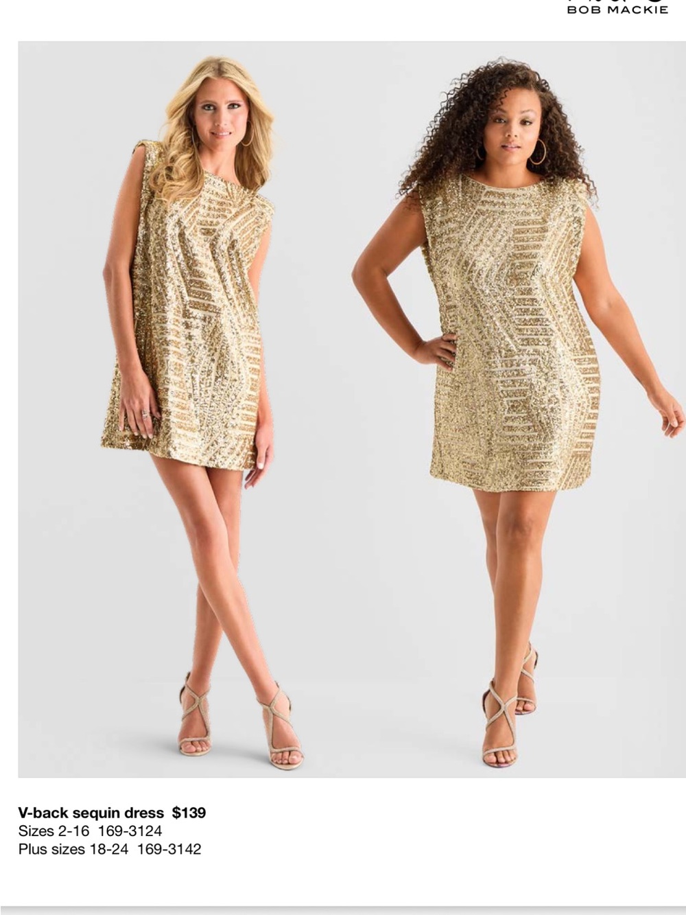 Bob Mackie Metallic Gold Sequin Mini Dress